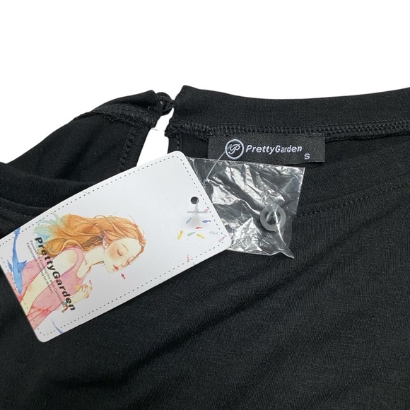 PRETTYGARDEN Black Off Shoulder Jumpsuit Romper Elastic Waist Pockets NWT Small - Picture 11 of 12